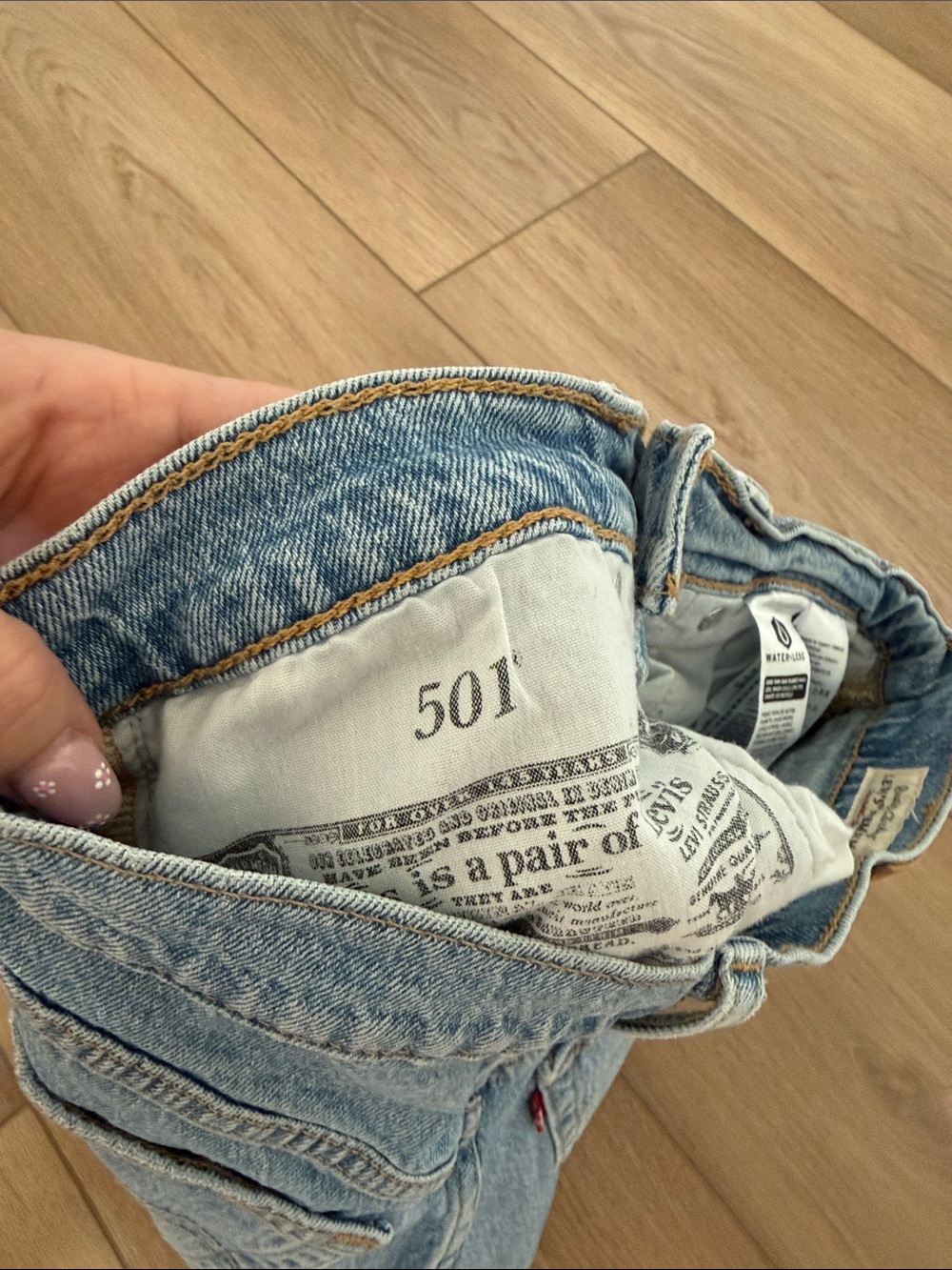 Levi's Light Blue Frayed Hem Denim Shorts - Picture 2 of 4